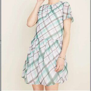 Ann Taylor green/pink cottagecore drop waist lined dress size 18